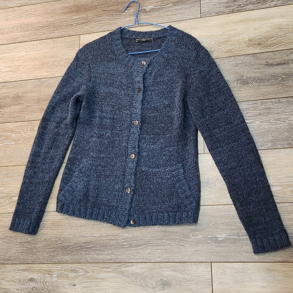 Peruvian Connection Women's Blue Alpaca Wool Blend Cardigan Sweater Size Small